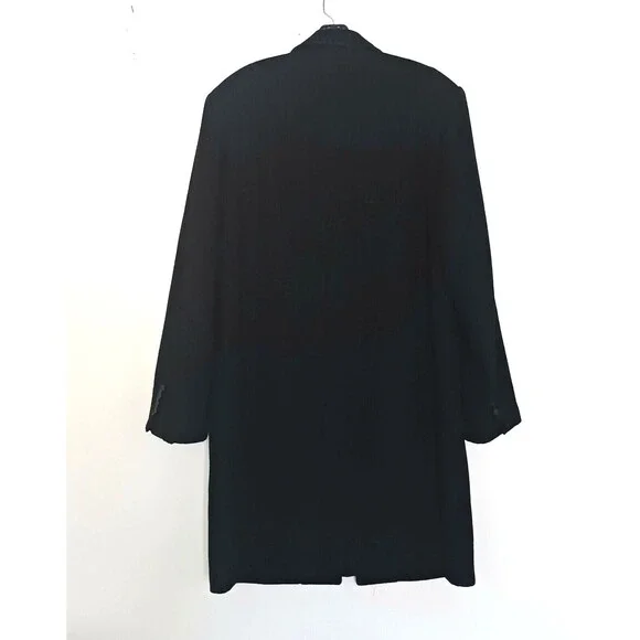 100% Cashmere Mens Knee Length Overcoat Blk Palmbird EU 50 US 40
